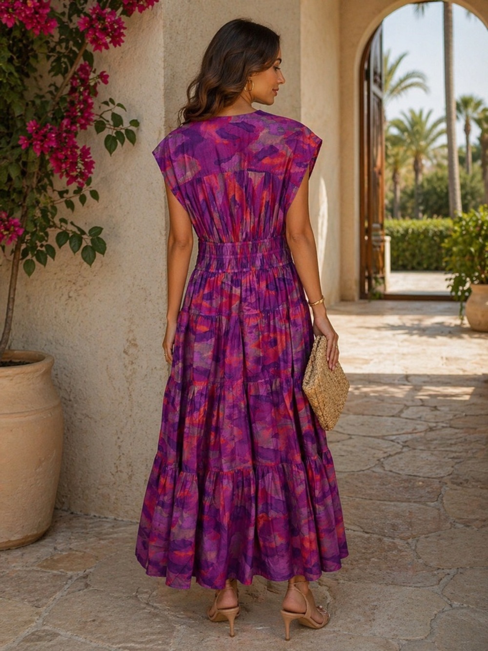 Derek Lam I.O Crosby Tie Dye Maxi Dress Pink Purple Boho Smocked 4 - Picture 2 of 9